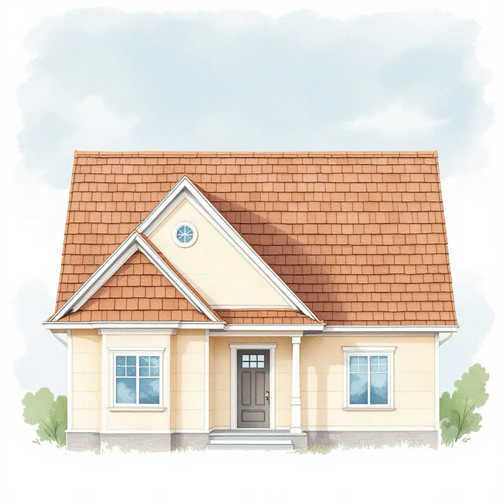 House with brown roof